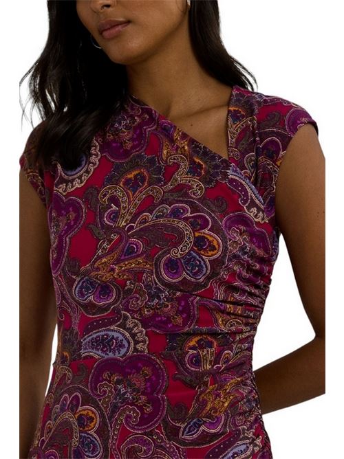 women's dress in fuchsia jersey Ralph Lauren | 250940559FUCHSIA MULTI